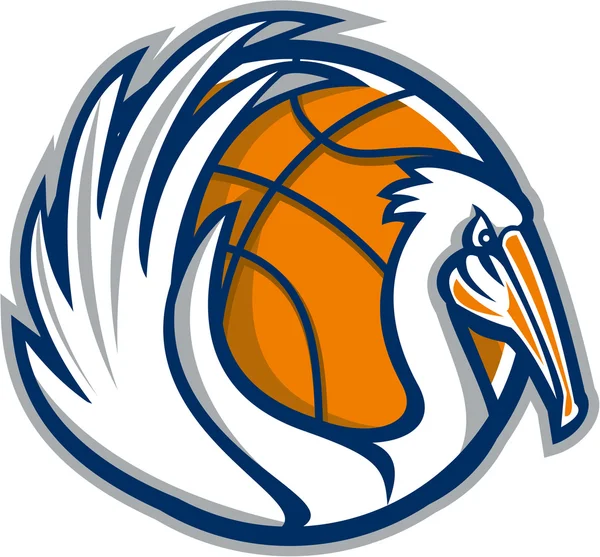 Pelican Wings Basketball Retro — Stockvektor