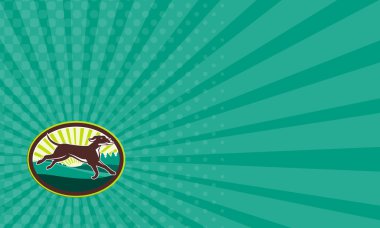 Kartvizit İngilizce Pointer Köpek Alma Stick Oval Retro