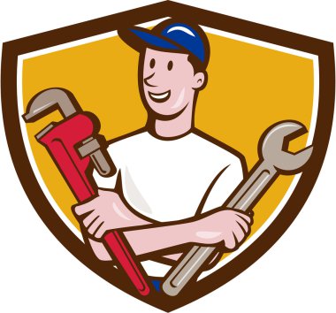 Tamirci Spanner İngiliz anahtarı Crest çizgi film
