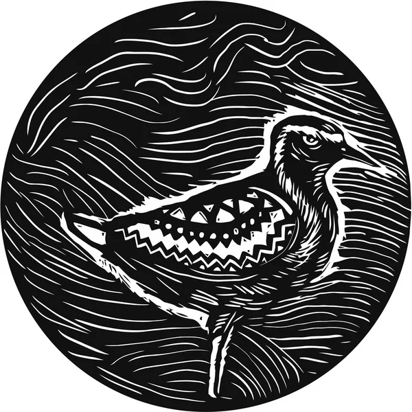 Golden Plover Standing Circle Art tribal — Image vectorielle