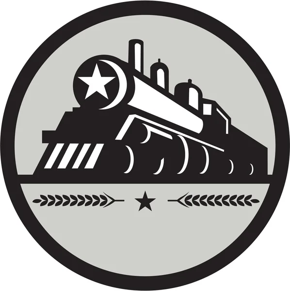 Treno a vapore Locomotiva Star Circle Retro — Vettoriale Stock