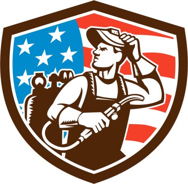 Yan ABD bayrağı Crest Retro arıyorum Kaynakçı