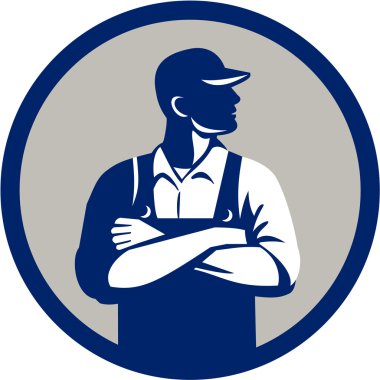 Organik çiftçi silah görünümlü yan daire Retro katlanmış