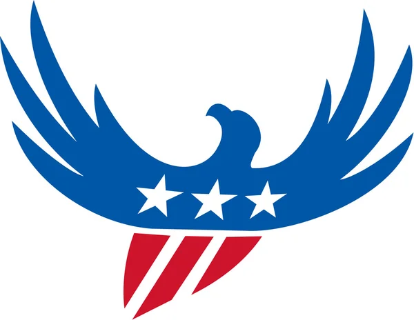 Αμερικανικός αετός υπό σημαία ΗΠΑ ρετρό — Διανυσματικό Αρχείο