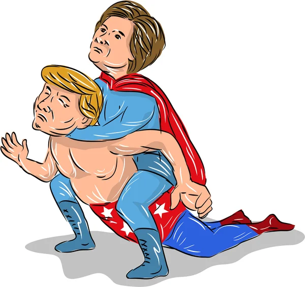 Hillary e Trump Wrestling 2016 — Vetor de Stock