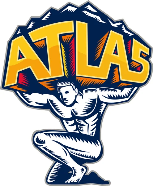 Atlas 起重山跪木刻 — 图库矢量图片