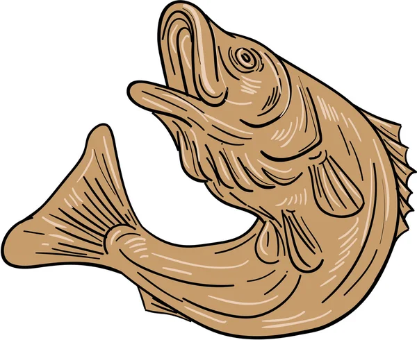 Rockfish springen tekening — Stockvector