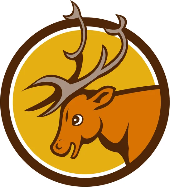 Veado Buck cabeça círculo desenhos animados —  Vetores de Stock