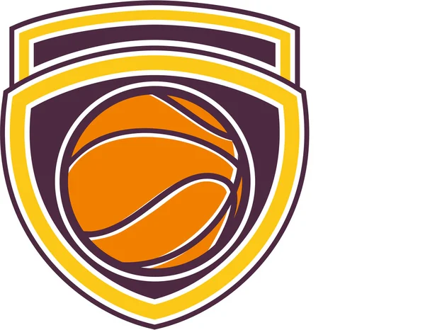Basketball Ball Shield Retro — Stock Vector