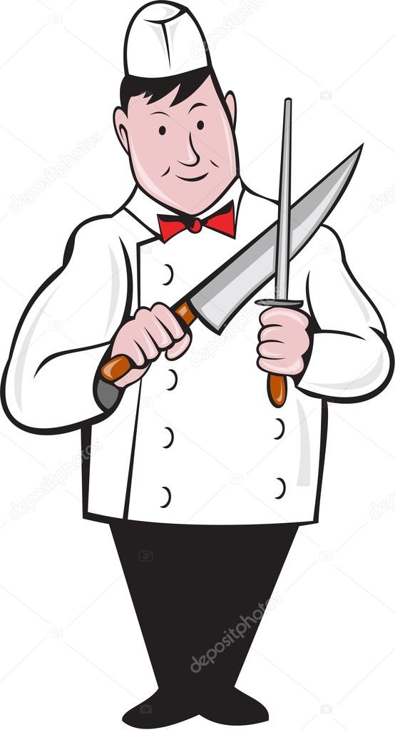 dibujos animados afilador de cuchillo carnicero — Archivo Imágenes