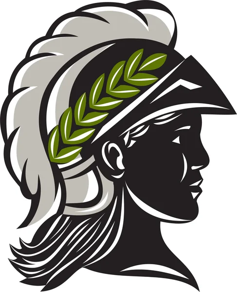 Minerva Head Profile silhouet Retro — Stockvector