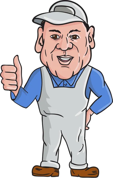 Oven reiniger technicus Thumbs Up Cartoon — Stockvector