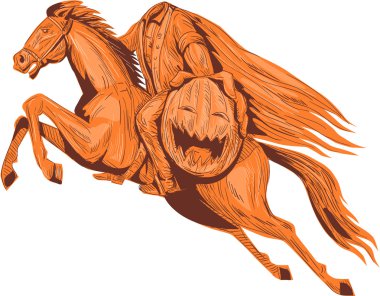 Headless Horseman Pumpkin Head Drawing clipart