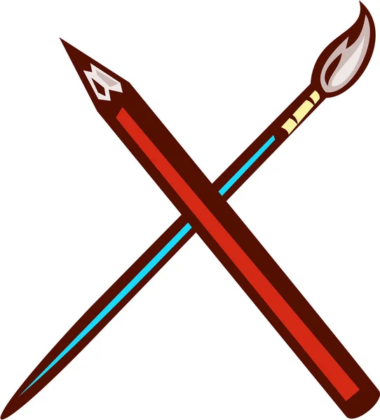 Crossed Pencil Artist Brush Retro — Stock Vector