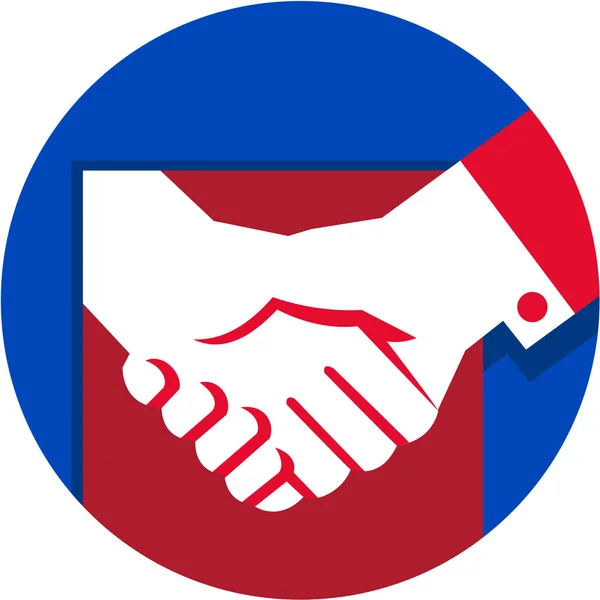 Business Deal Handshake Circle Retro — Stock Vector