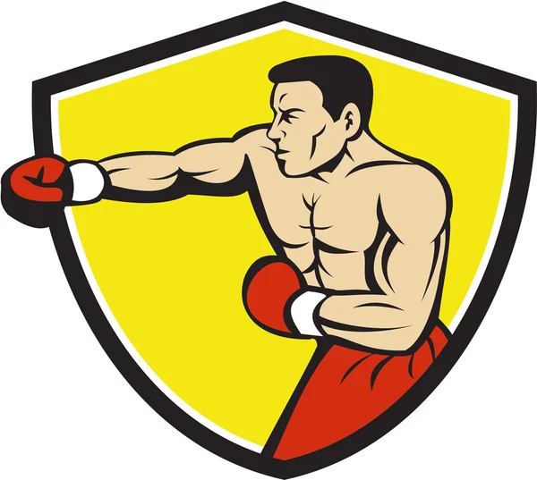 Боксерський Jabbing Punching Crest мультфільм — стоковий вектор