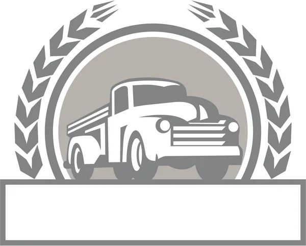 Vintage Pick Up Truck in Circle — Stock Vector