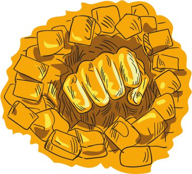 Sıkıştırılmış Yumruk Kırma Tuğla Taş Duvar Çizimi