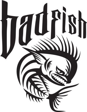 Dorado yunus balık kızgın iskelet Badfish Retro