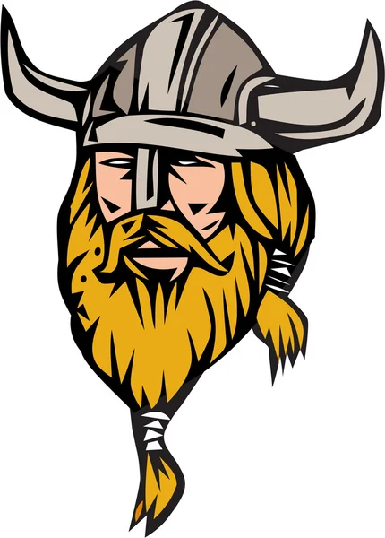 Viking Warrior hoofd Retro — Stockvector