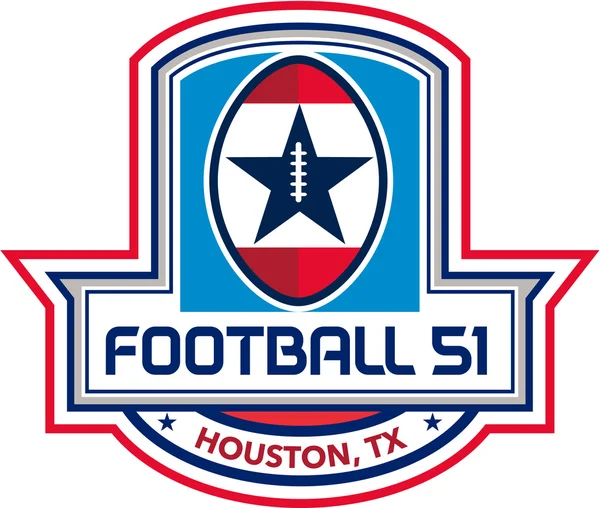 Houston Futebol Americano 51 Estrelas Crest Retro — Vetor de Stock