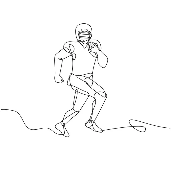 Dibujo Línea Continua Ilustración Corredor Fútbol Americano Receptor Ancho Quarterback — Vector de stock