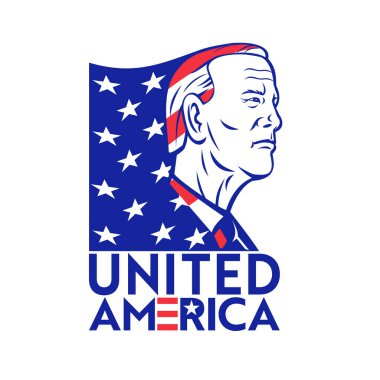 9 Kasım 2020, AUCKLAND, NEW ZEALAND: Amerikan Demokratının ve 46. Başkan Joseph Robinette 'Joe Biden Jr.' ı ABD yıldız çizgili bayrağı ve Birleşik Amerika 'nın retro tarzı yaptığı sözlerle seçti..