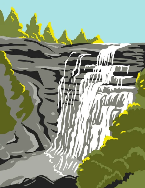 Affiche Art Wpa Parc National Vallée Cuyahoga Long Rivière Cuyahoga — Image vectorielle
