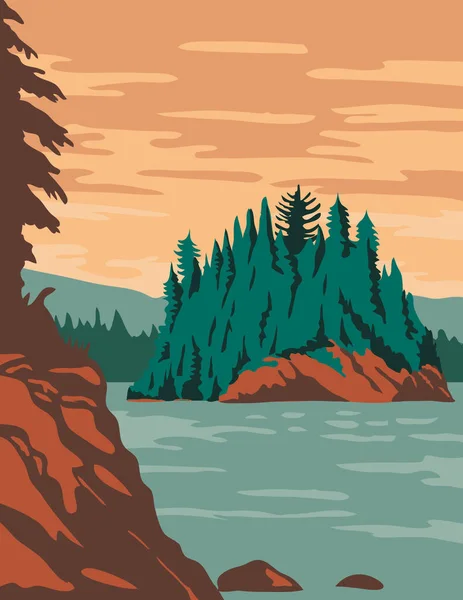 Isle Royale Ulusal Parkı Nın Wpa Poster Sanatı Isle Royale — Stok Vektör