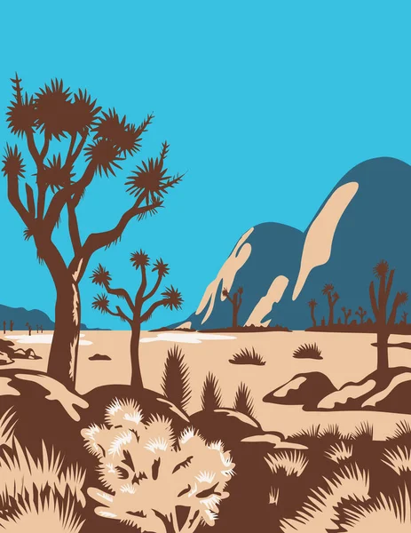 Wpa Poster Kunst Van Joshua Tree National Park Het Oosten — Stockvector