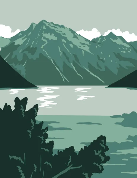 Wpa Poster Art Lake Clark National Park Preserve American National — Stockový vektor