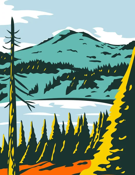 Arte Del Cartel Wpa Del Parque Nacional Volcánico Lassen Parque — Vector de stock