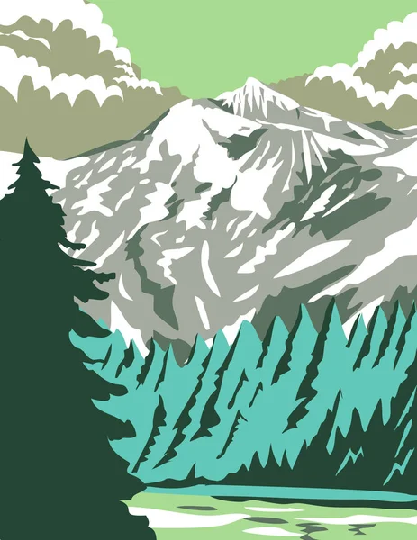 Wpa Poster Art North Cascades National Park Goode Mountain Американський — стоковий вектор