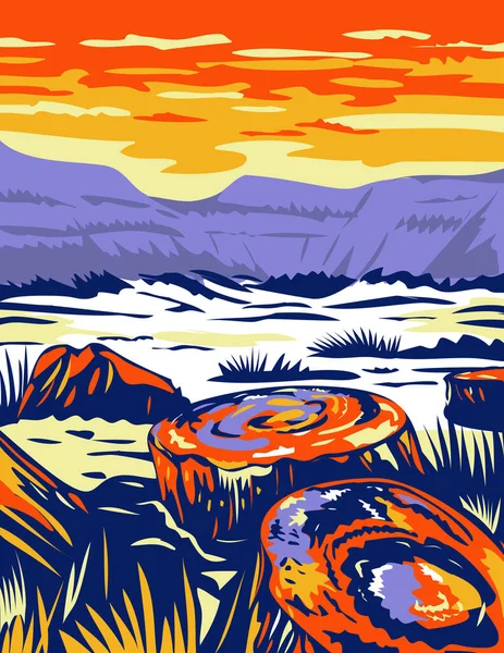 Wpa 포스터 Petrified Forest National Park 애리조나주 나바호와 아파치 프로젝트 — 스톡 벡터