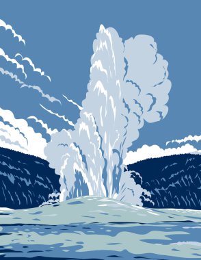 WPA 'nın Wyoming' deki Yellowstone Ulusal Parkı 'ndaki bir koni gayzer olan Old Faithful' un poster sanatı proje yönetimi veya federal sanat projesi tarzında yapılmıştır..