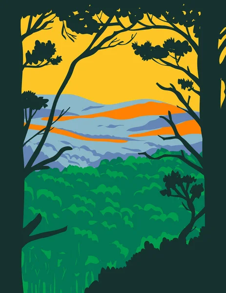 Affiche Art Wpa Des Monts Ouachita Ouachitas Une Chaîne Montagnes — Image vectorielle