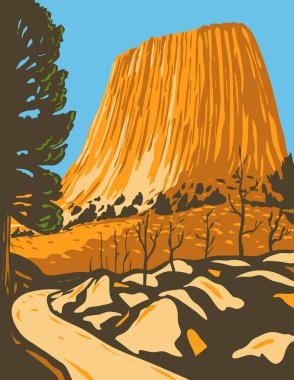 WPA 'nın Wyoming' deki Black Hills 'in Bear Lodge Korucu Bölgesi' nde bulunan dev kulesi Ulusal Anıtı 'nın poster sanatı..