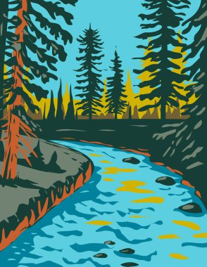 WPA poster sanatı Apaçi-Sitgreaves Ulusal Ormanları Mogollon Rim boyunca ve Beyaz Dağlar doğu-orta Arizona ve ABD 'nin New Mexico eyaleti çalışma proje yönetim tarzı içine.