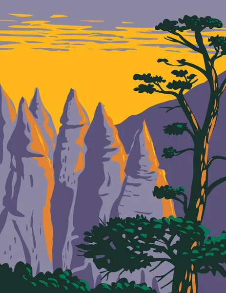 Wpa Poster Art Cone Shaped Formations Kasha Katuwe Tent Rocks — 图库矢量图片