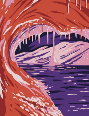 WPA 'nın WPA Kalsit Poster Sanatı veya Wind Cave Ulusal Parkı' ndaki donuk çalışmalar ve Wind Cave National Park, Hot Springs, Güney Dakota 'da iş yönetimi yönetimi tarzı veya federal sanat projesi tarzında yapılmıştır..