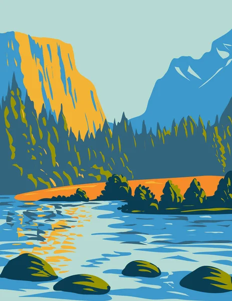 Wpa Poster Art Voyageurs National Park位于明尼苏达州北部 靠近加拿大边境 以作品项目管理风格或联邦艺术项目风格完成 — 图库矢量图片