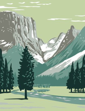 Wyoming 'deki Yukarı Yeşil Nehir' in WPA Poster Sanatı Bridger-Teton Ulusal Ormanı 'ndaki Continental Divide' ın batı yakasında Wind River Sıradağları 'nda proje yönetimi tarzında yapılmıştır..