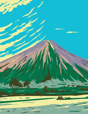 Hawaii Volkanları Ulusal Parkı 'ndaki Mauna Loa Posteri Sanatı Hawaii Adası' nı oluşturan beş volkandan biri ve Dünya üzerindeki en büyük volkanik yanardağdır..