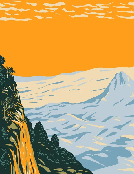 Wpa Plakát Art Chihuahuan Pouštní Krajina Big Bend National Park — Stockový vektor