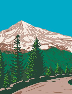Washington 'daki Rainier Dağı Ulusal Parkı' nda yer alan Kautz Ice Cliff ile birlikte Rainier Dağı, Tahoma ya da Tacoma 'nın güney cephesinin WPA Poster Sanatı proje yönetimi tarzında yapıldı..