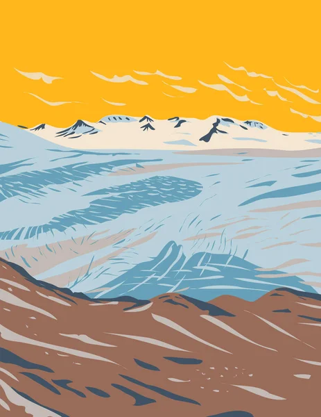 WpaポスターアラスカのKenai半島に位置するKenai Fjords国立公園のKenai山脈の出口氷河近くのハーディング氷原の芸術は プロジェクト管理スタイルで行われました — ストックベクタ