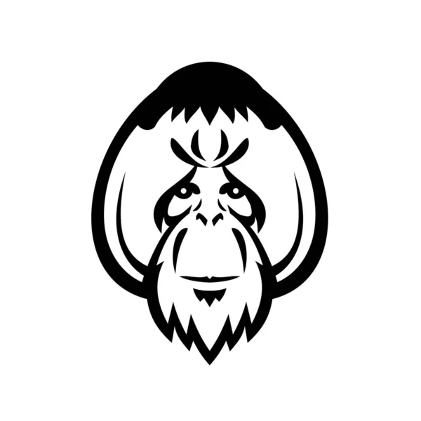 Maskotka Ilustracja Głowy Dorosłego Mężczyzny Orangutana Wielkiej Małpy Rodzimej Dla — Wektor stockowy