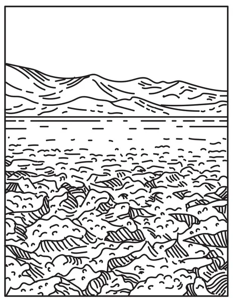 Mono Line Illustration Devil Golf Course Located Mojave Desert Death — Vettoriale Stock