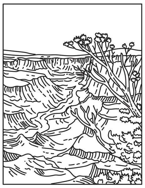 Ілюстрація Лінії Моно Національного Парку Гранд Каньйон Нашарованими Смугами Червоного — стоковий вектор