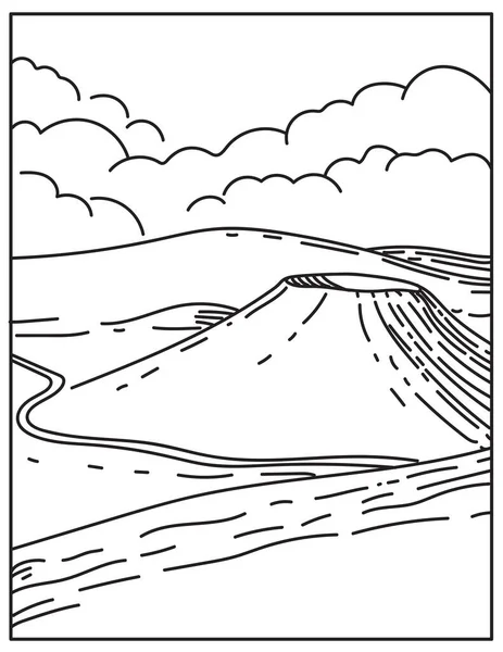 Mono Line Illustration Mauna Kea Vulcano Dormiente Situato Nel Parco — Vettoriale Stock